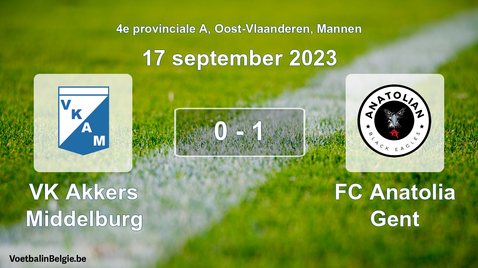 Gespeelde wedstrijd mannenvoetbal: VK Akkers Middelburg - FC Anatolia Gent 0 - 1 (17 september 2023)