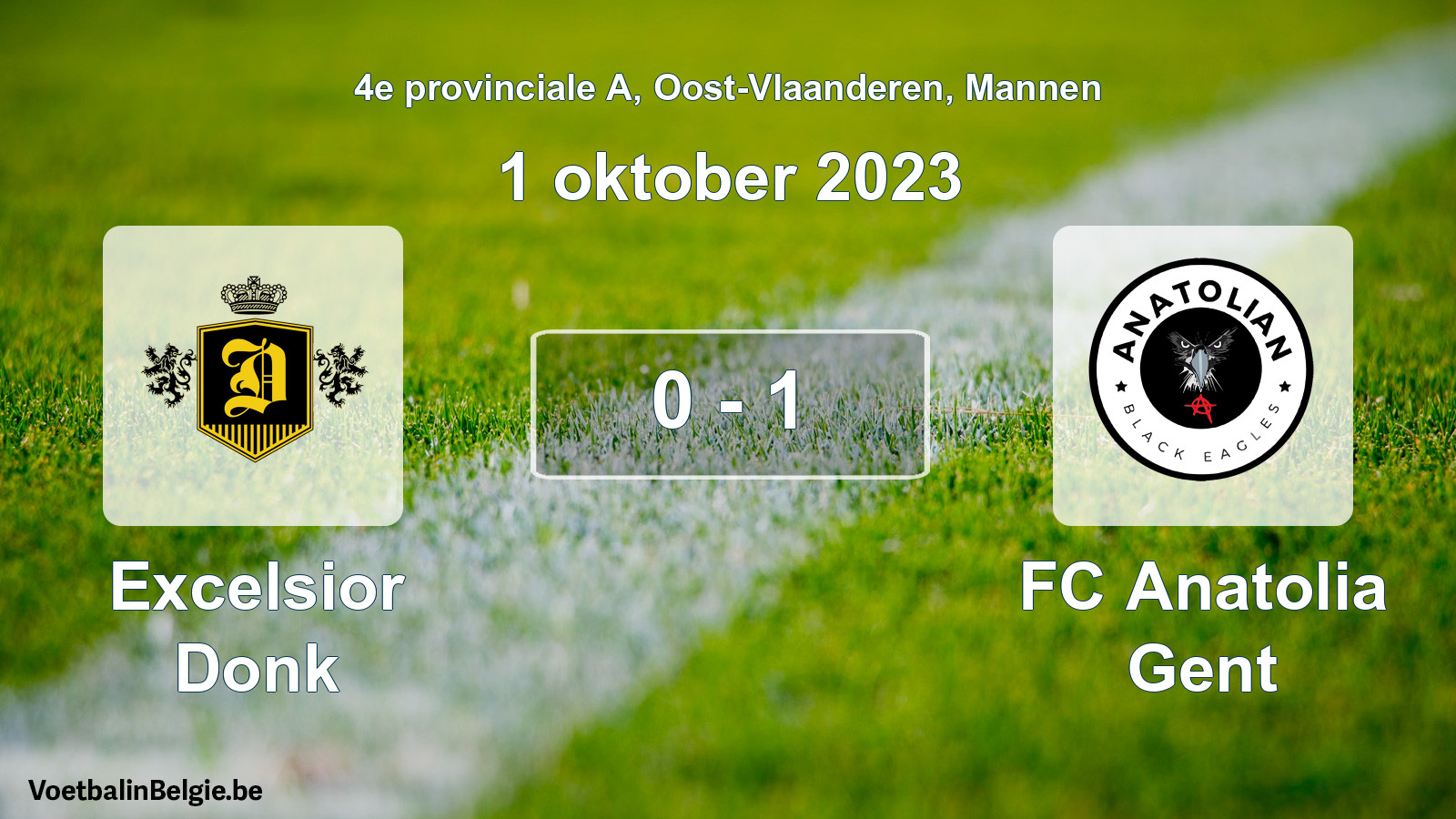 Gespeelde wedstrijd mannenvoetbal: Excelsior Donk - FC Anatolia Gent 0 - 1 (1 oktober 2023)