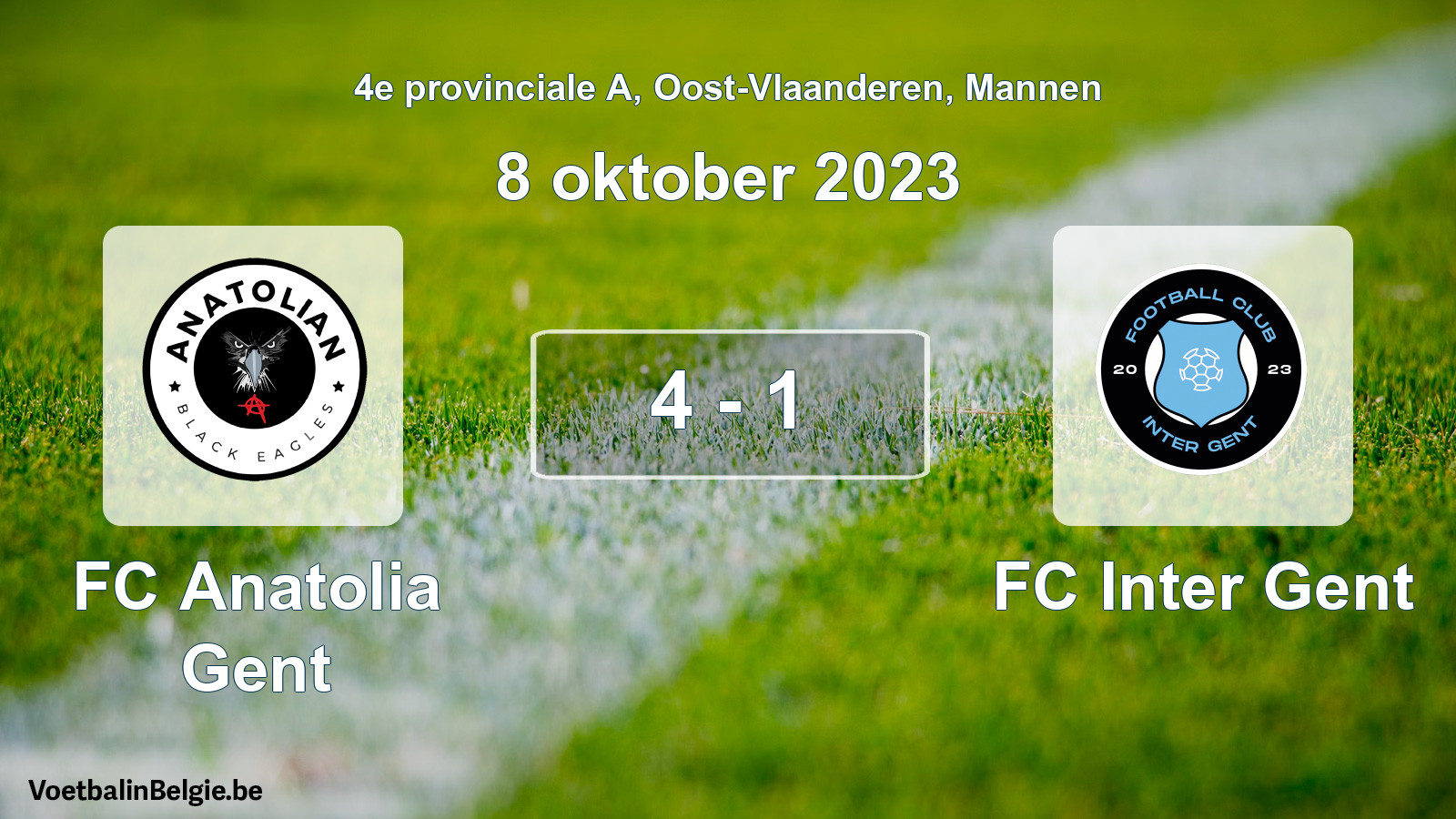 Gespeelde wedstrijd mannenvoetbal: FC Anatolia Gent - FC Inter Gent 4 - 1 (8 oktober 2023)