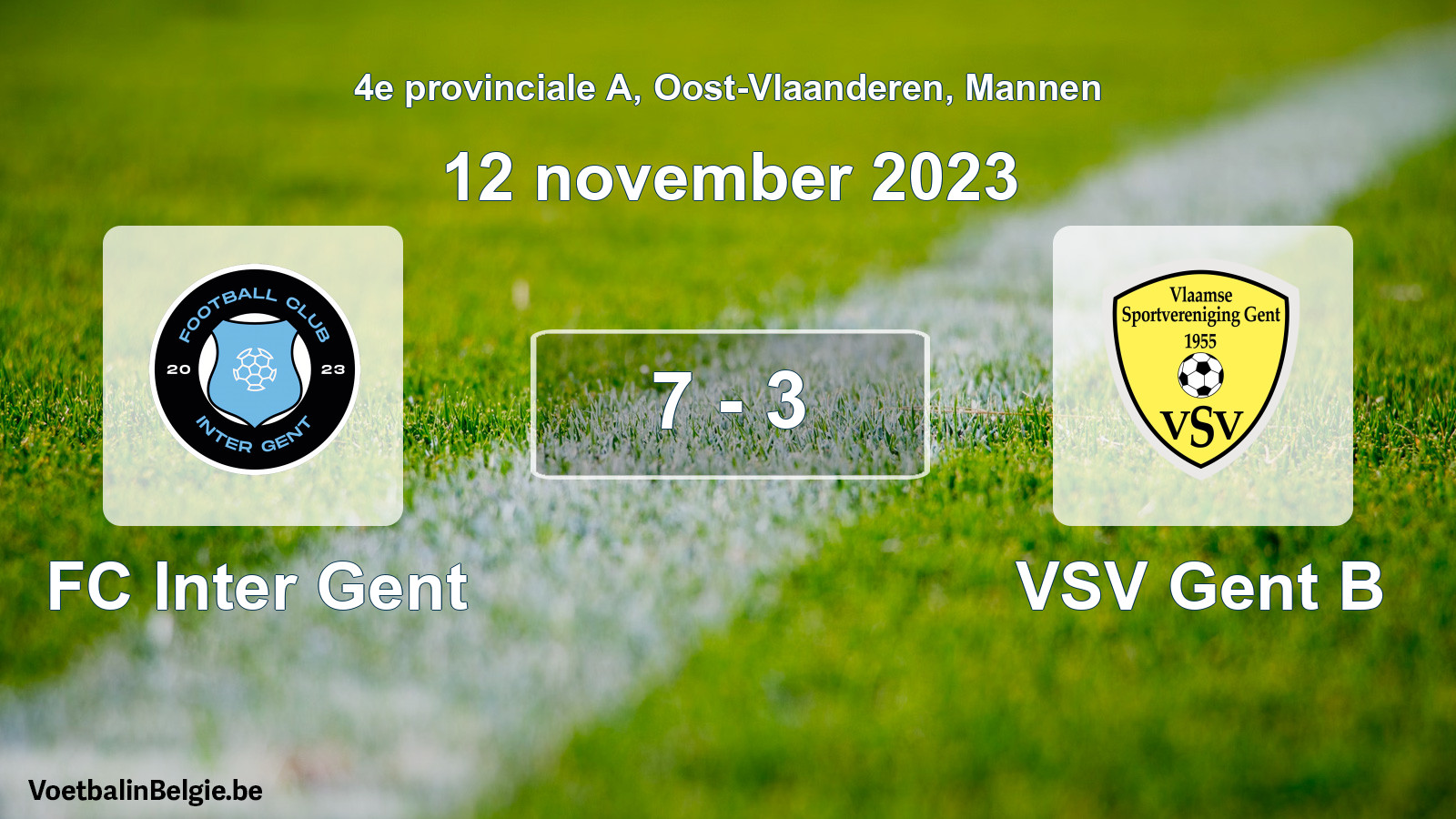 Gespeelde wedstrijd mannenvoetbal: FC Inter Gent - VSV Gent B 7 - 3 (12 november 2023)