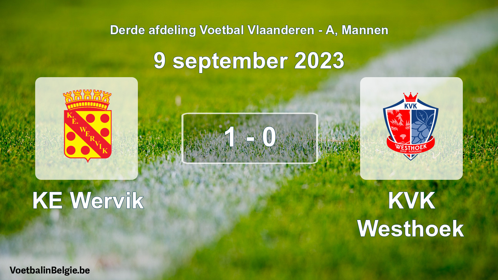 Gespeelde wedstrijd mannenvoetbal: KE Wervik - KVK Westhoek 1 - 0 (9 september 2023)