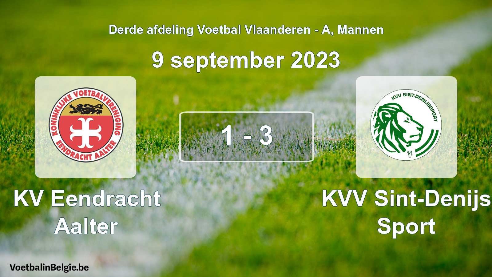 Gespeelde wedstrijd mannenvoetbal: KV Eendracht Aalter - KVV Sint-Denijs Sport 1 - 3 (9 september 2023)