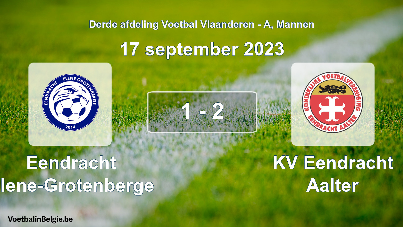 Gespeelde wedstrijd mannenvoetbal: Eendracht Elene-Grotenberge - KV Eendracht Aalter 1 - 2 (17 september 2023)