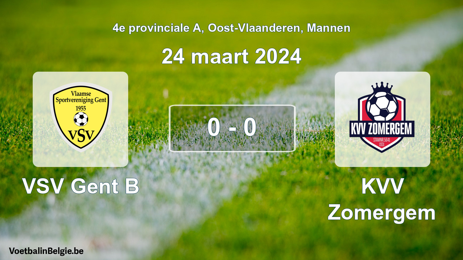 Gespeelde wedstrijd mannenvoetbal: VSV Gent B - KVV Zomergem 0 - 0 (24 maart 2024)