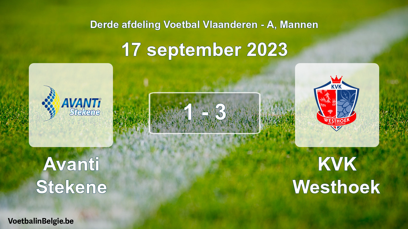 Gespeelde wedstrijd mannenvoetbal: Avanti Stekene - KVK Westhoek 1 - 3 (17 september 2023)