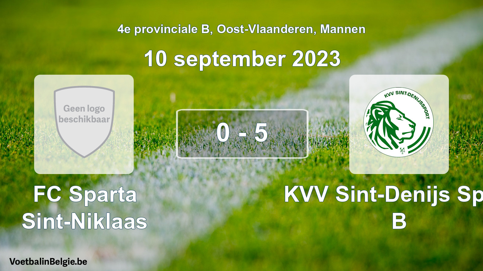 Gespeelde wedstrijd mannenvoetbal: FC Sparta Sint-Niklaas - KVV Sint-Denijs Sport B 0 - 5 (10 september 2023)