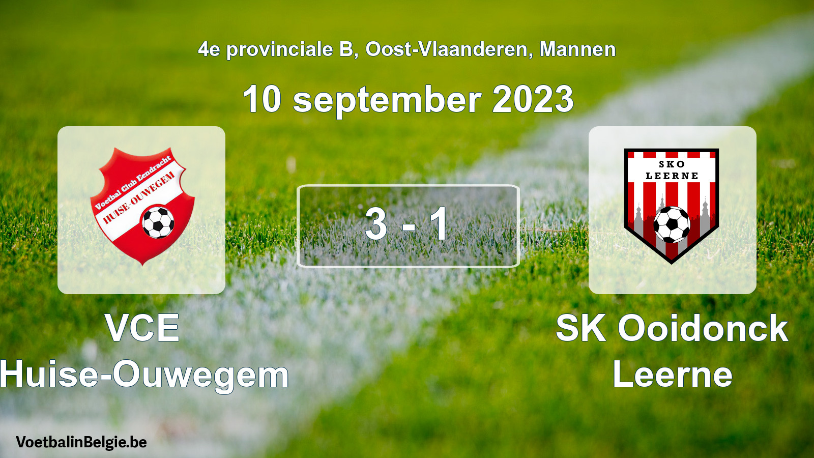 Gespeelde wedstrijd mannenvoetbal: VCE Huise-Ouwegem - SK Ooidonck Leerne 3 - 1 (10 september 2023)