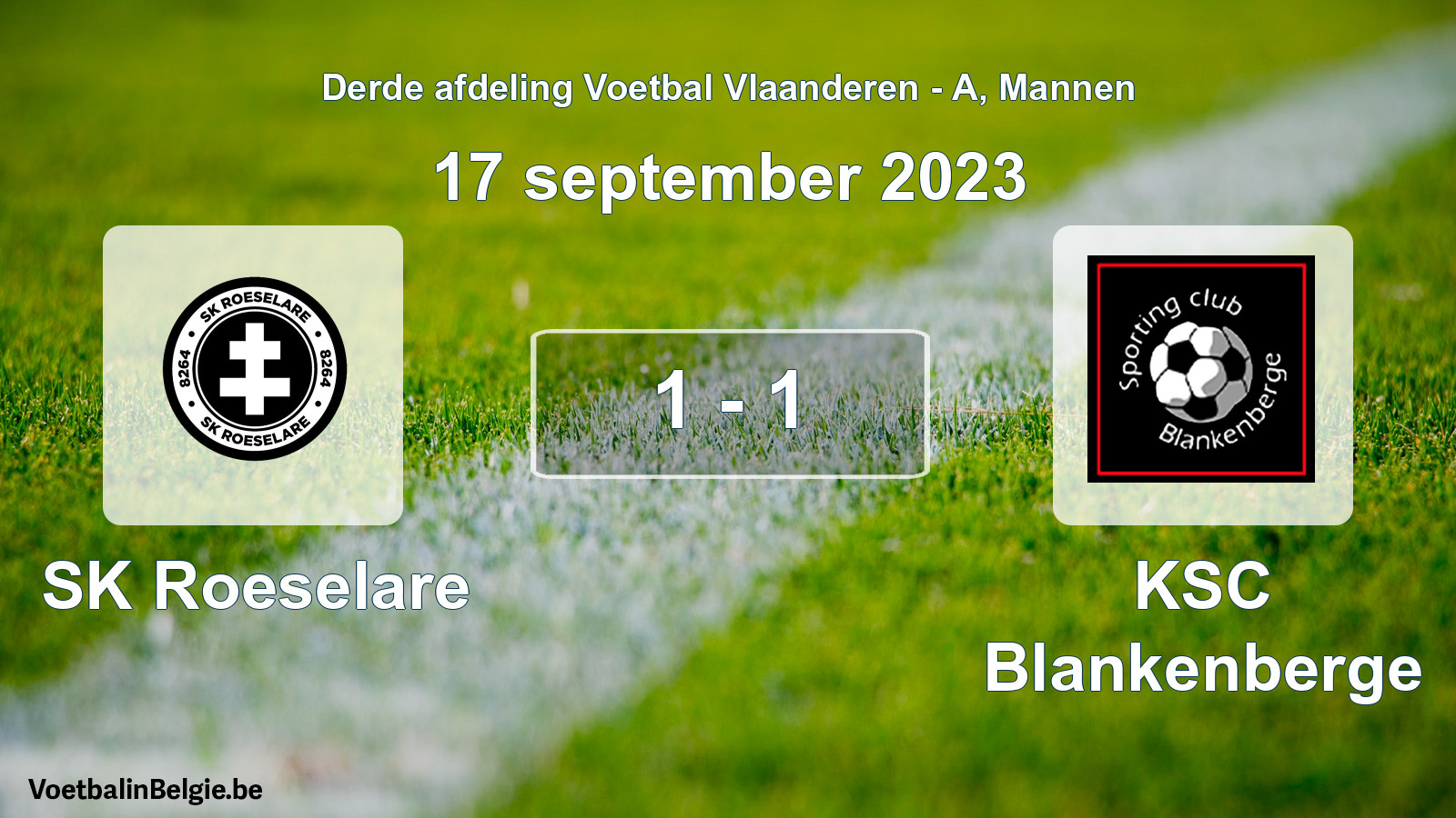 Gespeelde wedstrijd mannenvoetbal: SK Roeselare - KSC Blankenberge 1 - 1 (17 september 2023)