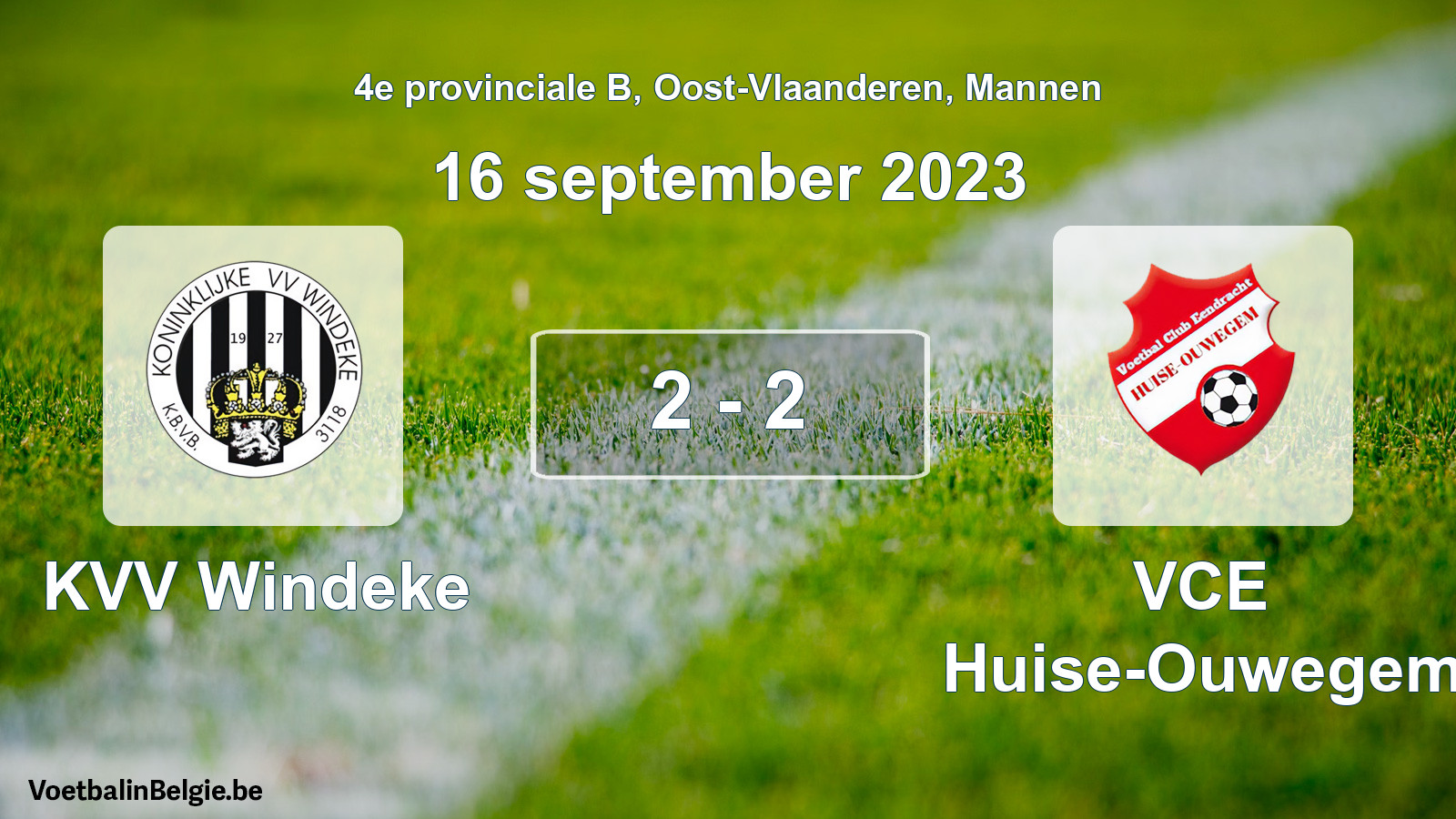 Gespeelde wedstrijd mannenvoetbal: KVV Windeke - VCE Huise-Ouwegem 2 - 2 (16 september 2023)