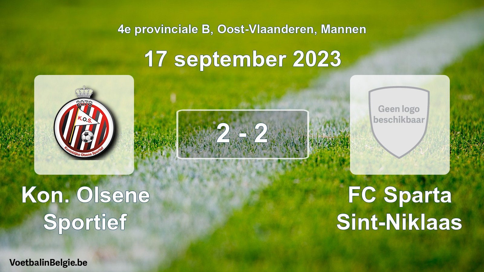 Gespeelde wedstrijd mannenvoetbal: Kon. Olsene Sportief - FC Sparta Sint-Niklaas 2 - 2 (17 september 2023)