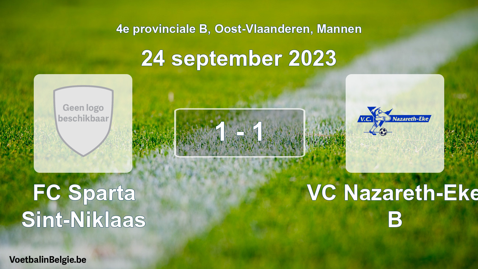 Gespeelde wedstrijd mannenvoetbal: FC Sparta Sint-Niklaas - VC Nazareth-Eke B 1 - 1 (24 september 2023)