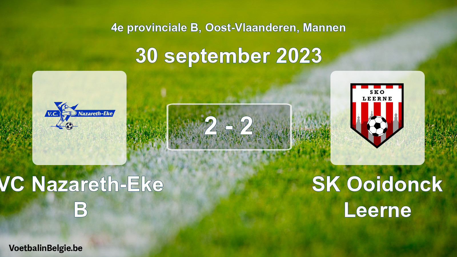 Gespeelde wedstrijd mannenvoetbal: VC Nazareth-Eke B - SK Ooidonck Leerne 2 - 2 (30 september 2023)