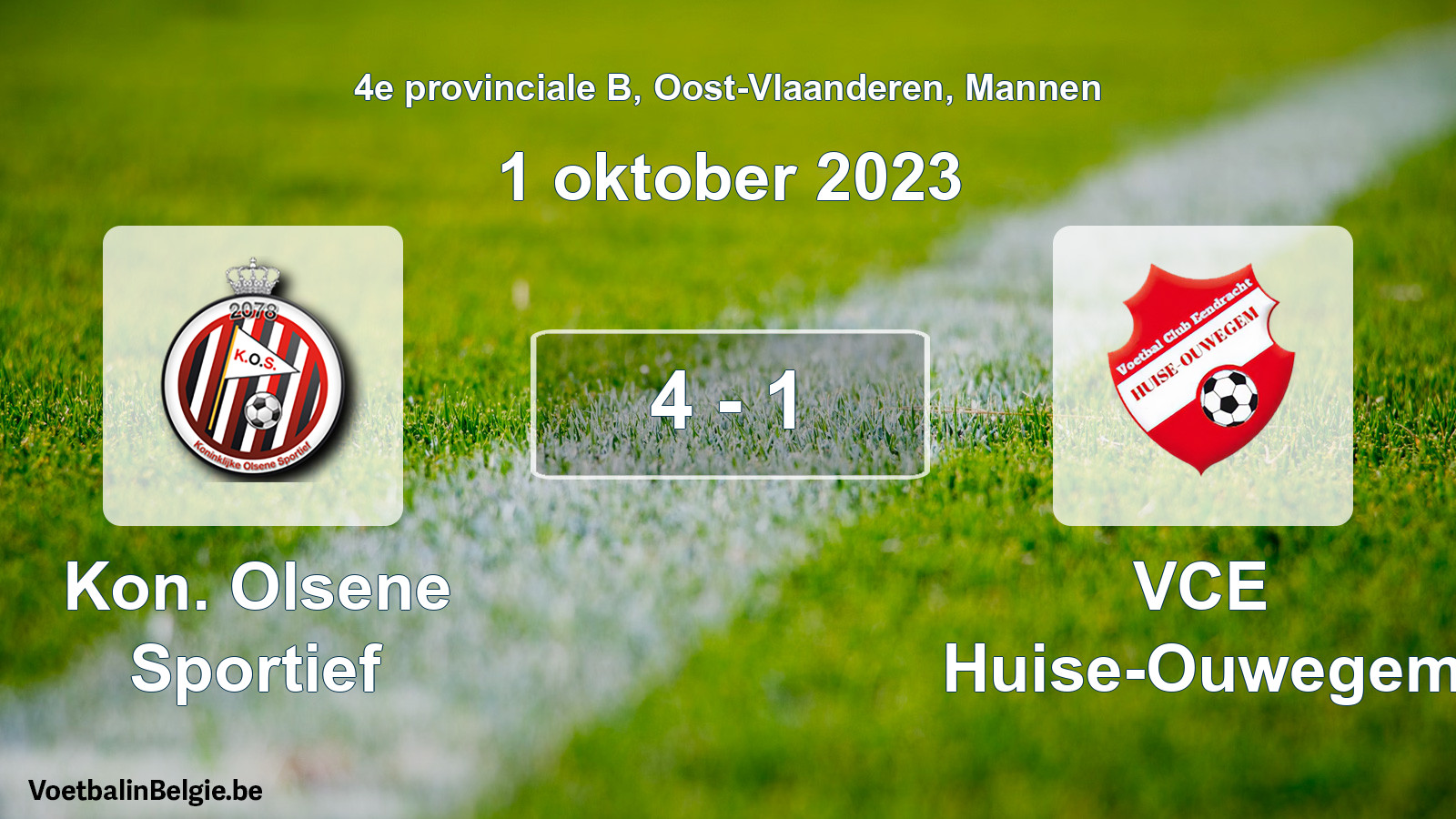 Gespeelde wedstrijd mannenvoetbal: Kon. Olsene Sportief - VCE Huise-Ouwegem 4 - 1 (1 oktober 2023)