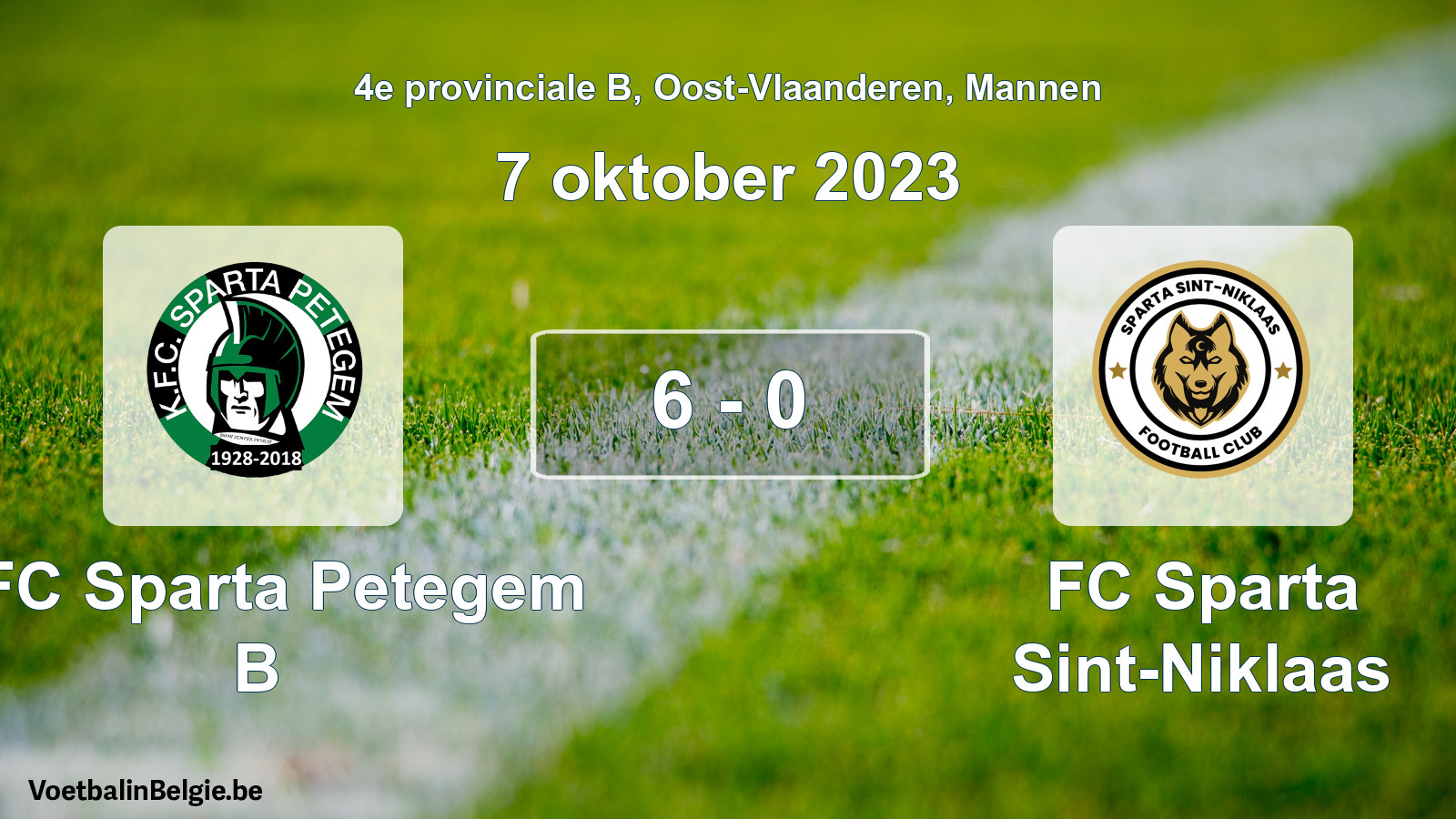 Played match men football: KFC Sparta Petegem B - FC Sparta Sint-Niklaas 6 - 0 (7 October 2023)