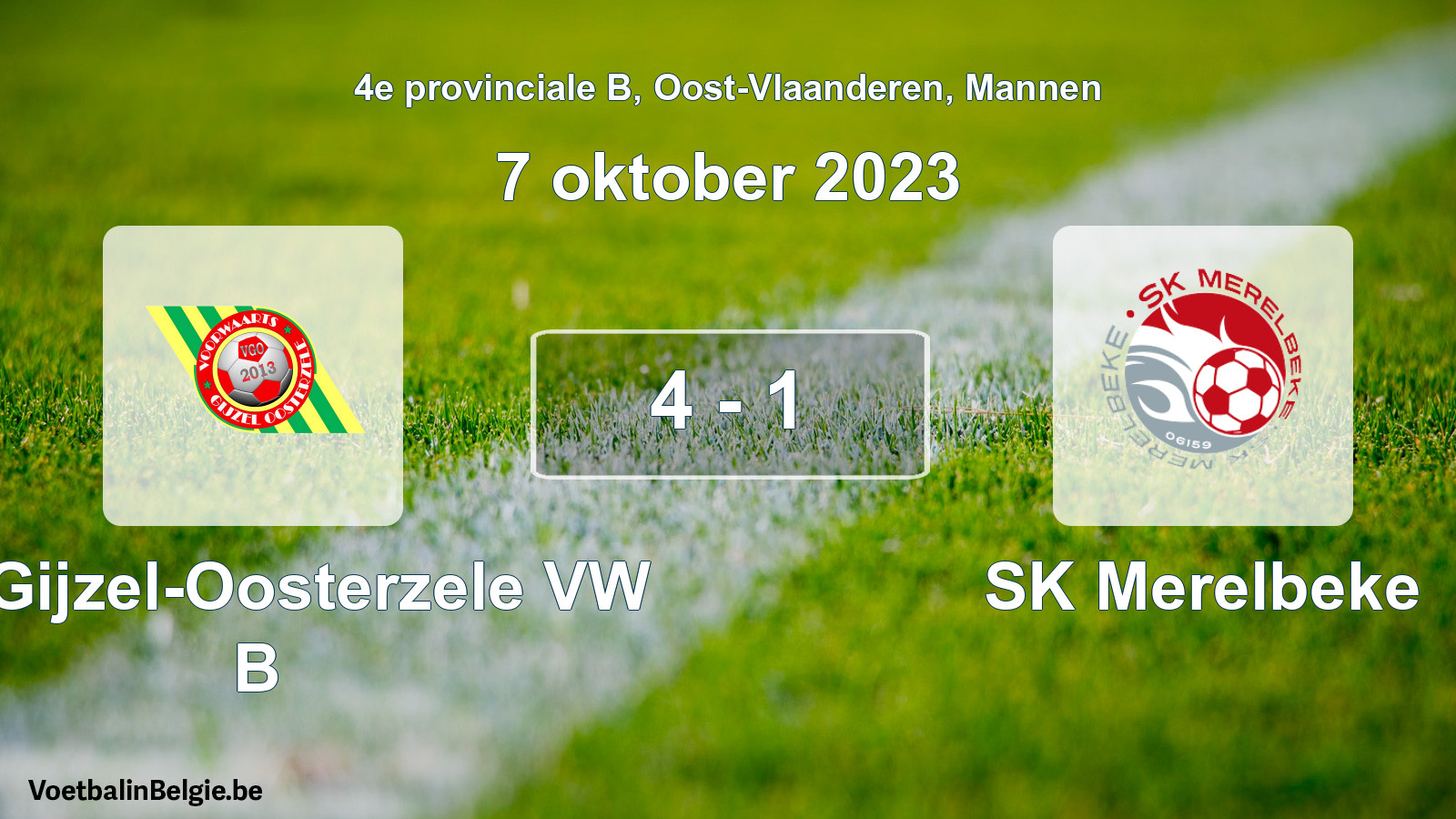 Gespeelde wedstrijd mannenvoetbal: VW Gijzel-Oosterzele VW B - SK Merelbeke 4 - 1 (7 oktober 2023)