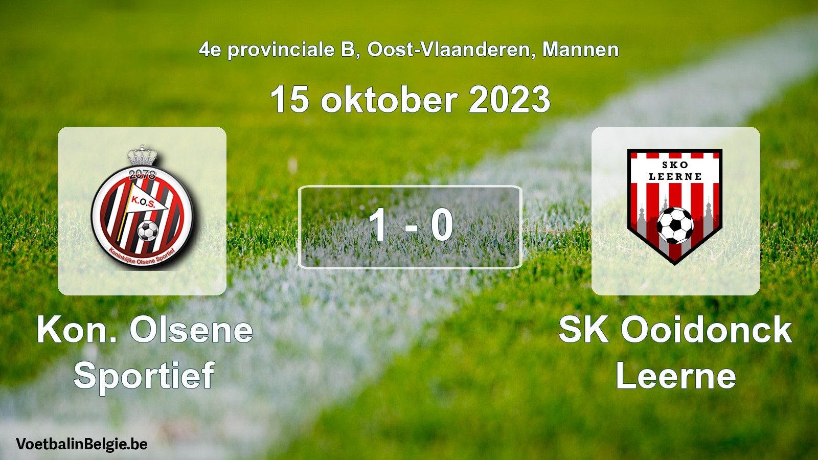 Gespeelde wedstrijd mannenvoetbal: Kon. Olsene Sportief - SK Ooidonck Leerne 1 - 0 (15 oktober 2023)