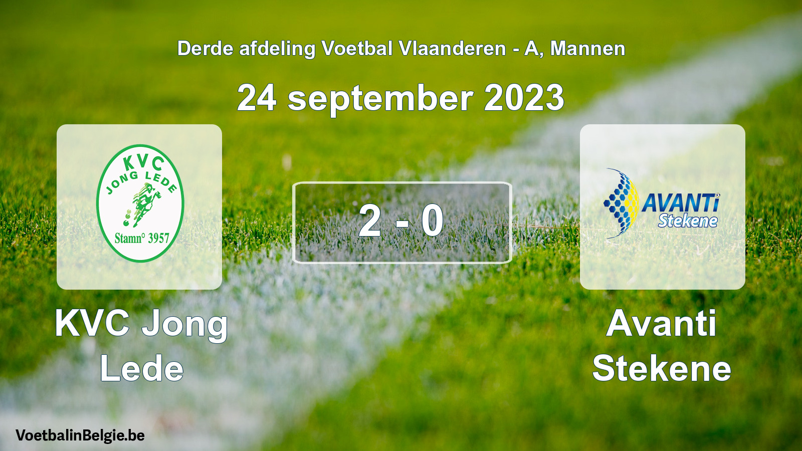 Gespeelde wedstrijd mannenvoetbal: KVC Jong Lede - Avanti Stekene 2 - 0 (24 september 2023)