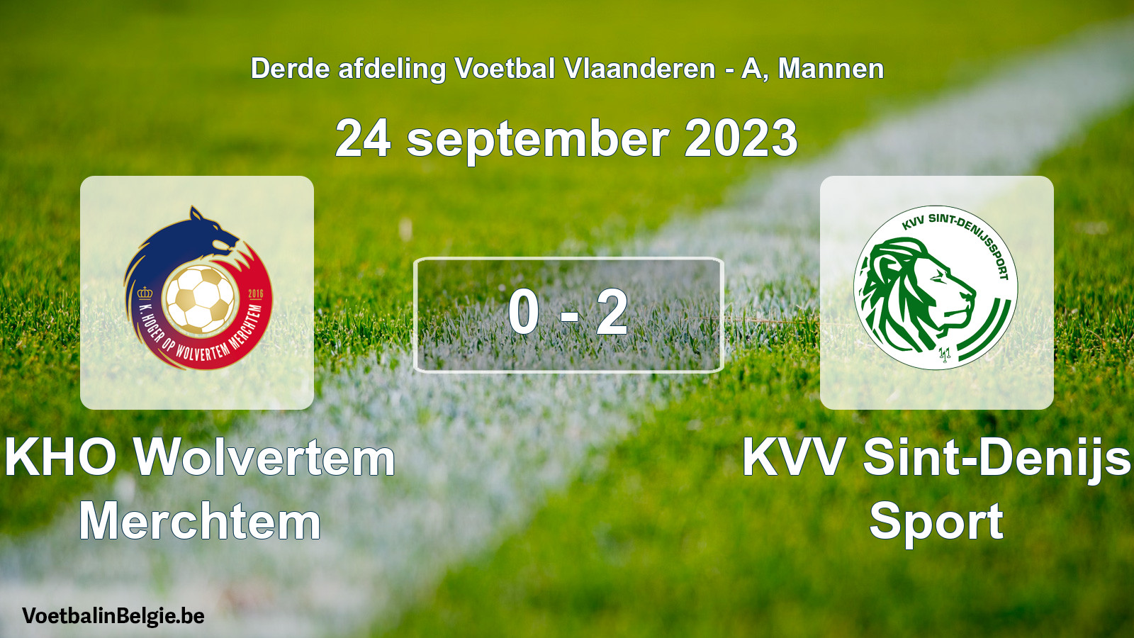 Gespeelde wedstrijd mannenvoetbal: KHO Wolvertem Merchtem - KVV Sint-Denijs Sport 0 - 2 (24 september 2023)