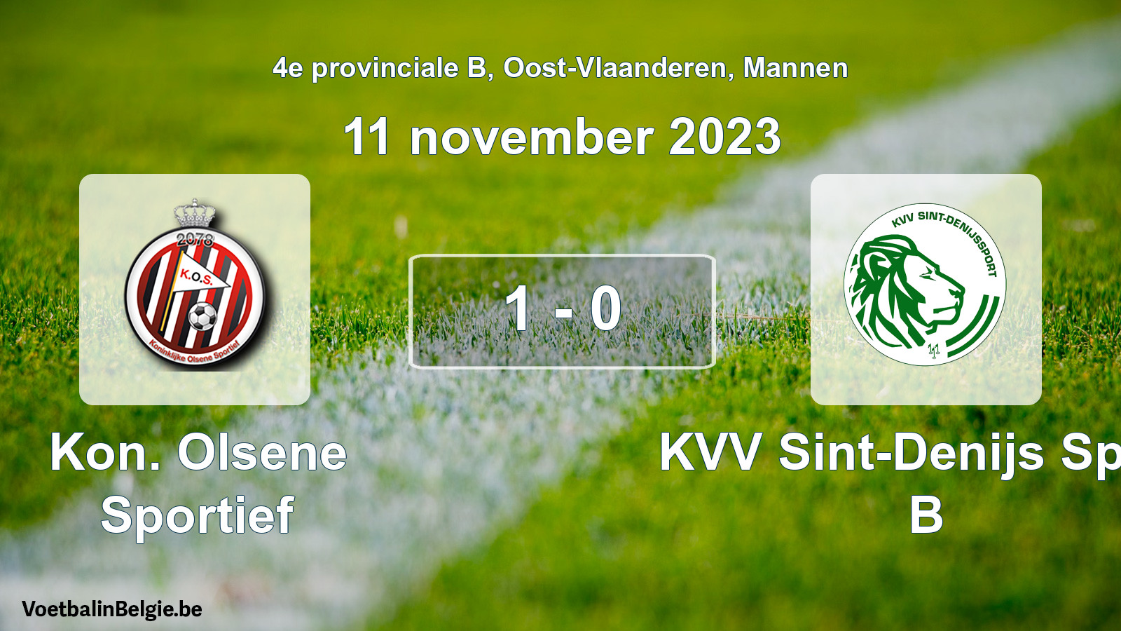 Gespeelde wedstrijd mannenvoetbal: Kon. Olsene Sportief - KVV Sint-Denijs Sport B 1 - 0 (11 november 2023)