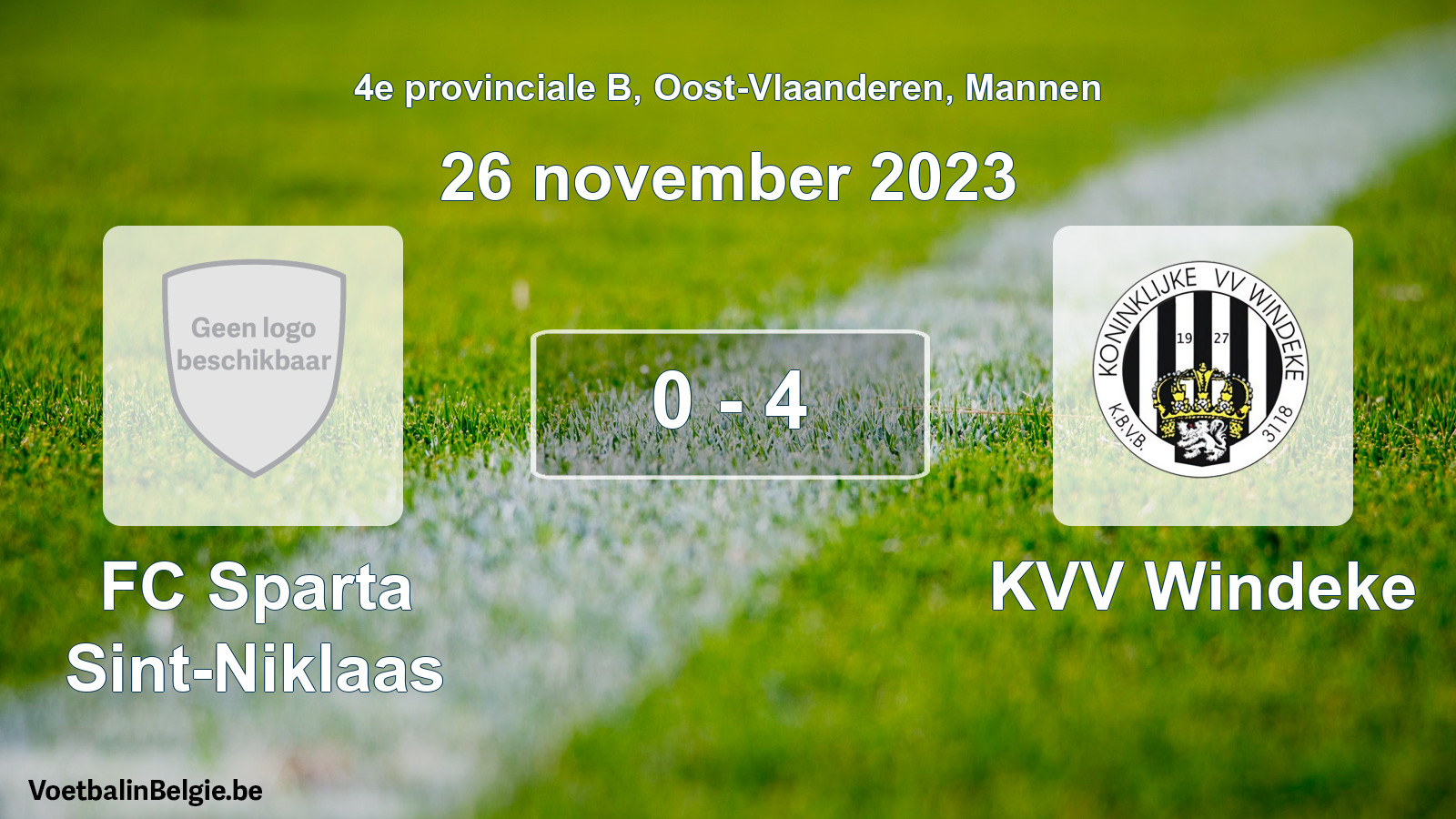 Gespeelde wedstrijd mannenvoetbal: FC Sparta Sint-Niklaas - KVV Windeke 0 - 4 (26 november 2023)