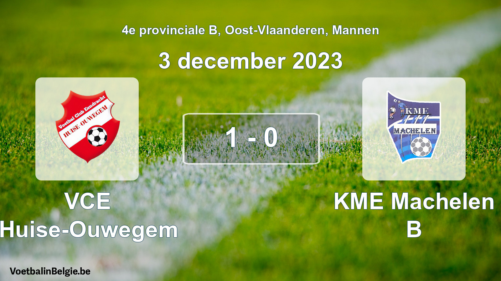 Gespeelde wedstrijd mannenvoetbal: VCE Huise-Ouwegem - KME Machelen B 1 - 0 (3 december 2023)