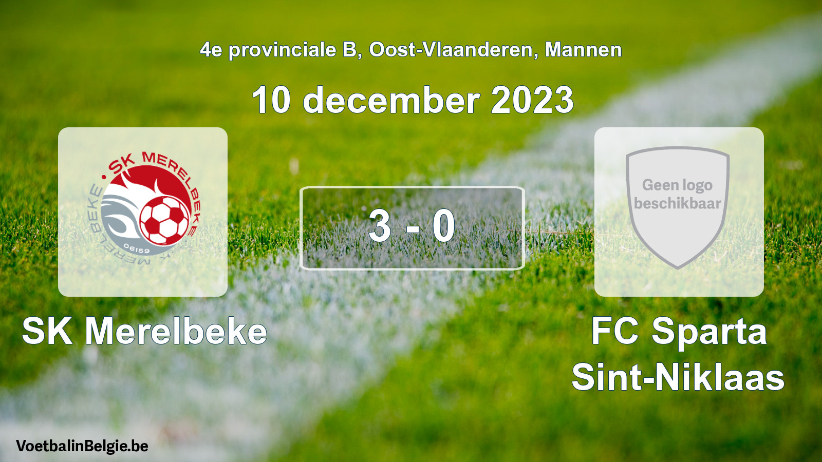 Gespeelde wedstrijd mannenvoetbal: SK Merelbeke - FC Sparta Sint-Niklaas 3 - 0 (10 december 2023)