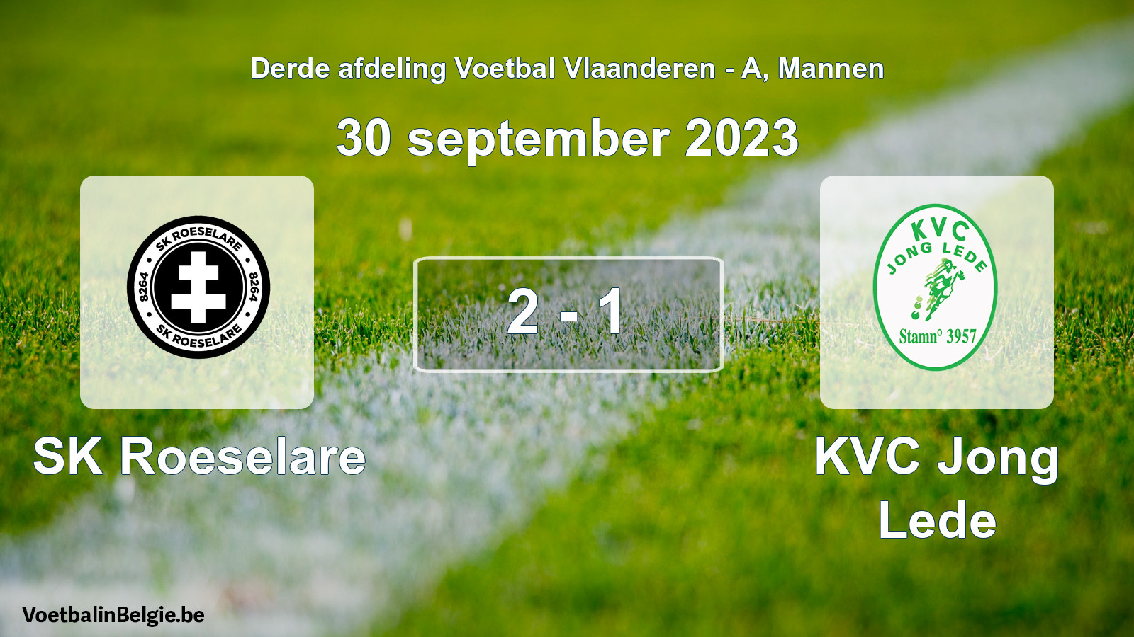 Gespeelde wedstrijd mannenvoetbal: SK Roeselare - KVC Jong Lede 2 - 1 (30 september 2023)