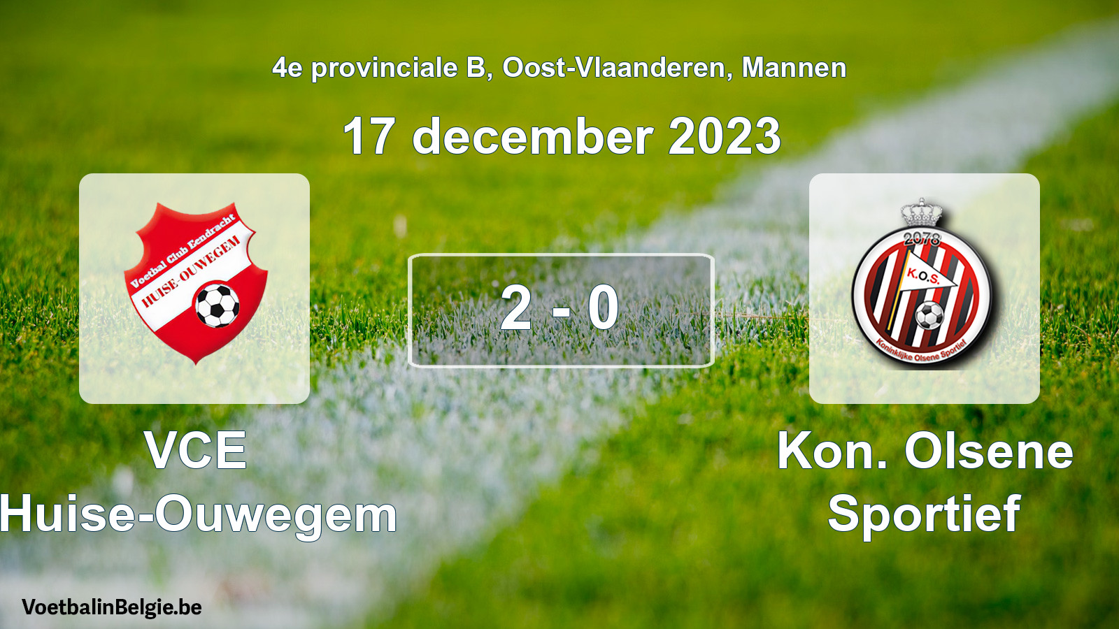 Gespeelde wedstrijd mannenvoetbal: VCE Huise-Ouwegem - Kon. Olsene Sportief 2 - 0 (17 december 2023)