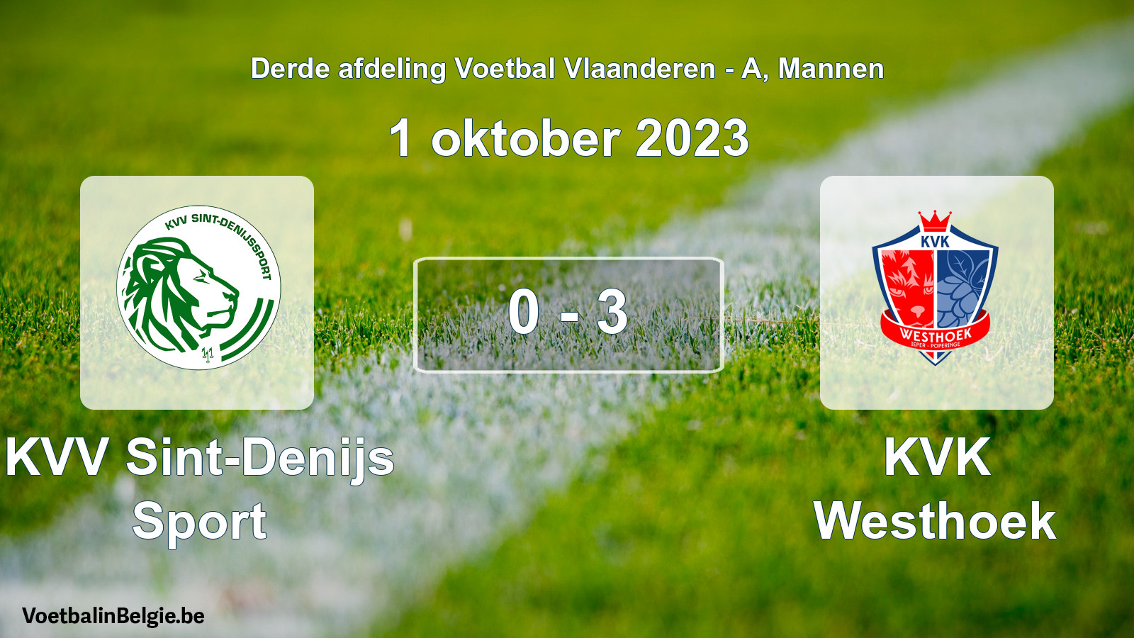 Gespeelde wedstrijd mannenvoetbal: KVV Sint-Denijs Sport - KVK Westhoek 0 - 3 (1 oktober 2023)