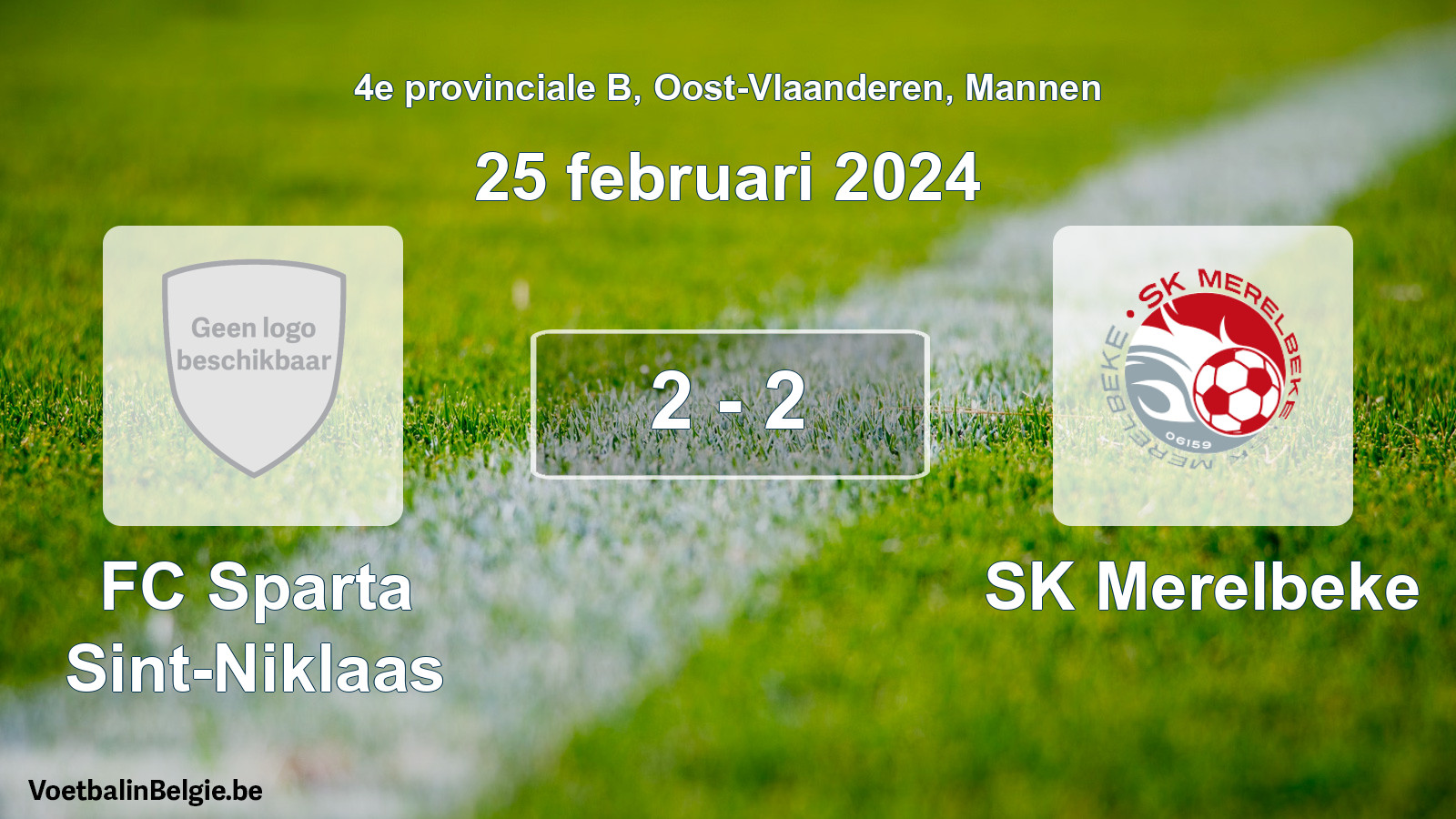 Gespeelde wedstrijd mannenvoetbal: FC Sparta Sint-Niklaas - SK Merelbeke 2 - 2 (25 februari 2024)