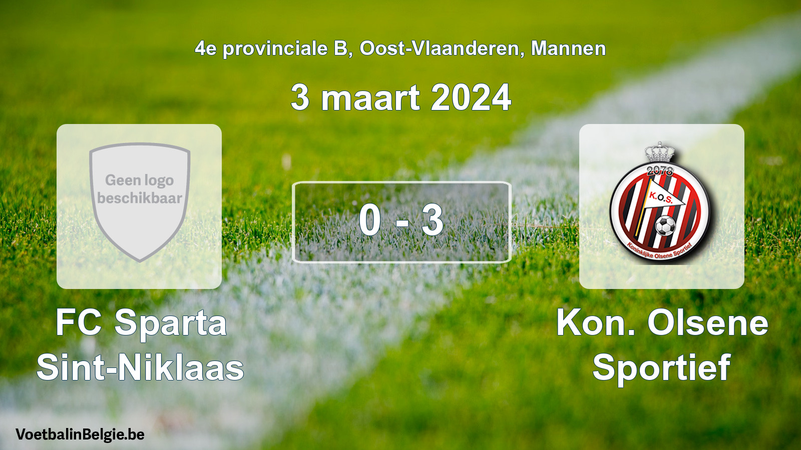 Gespeelde wedstrijd mannenvoetbal: FC Sparta Sint-Niklaas - Kon. Olsene Sportief 0 - 3 (3 maart 2024)
