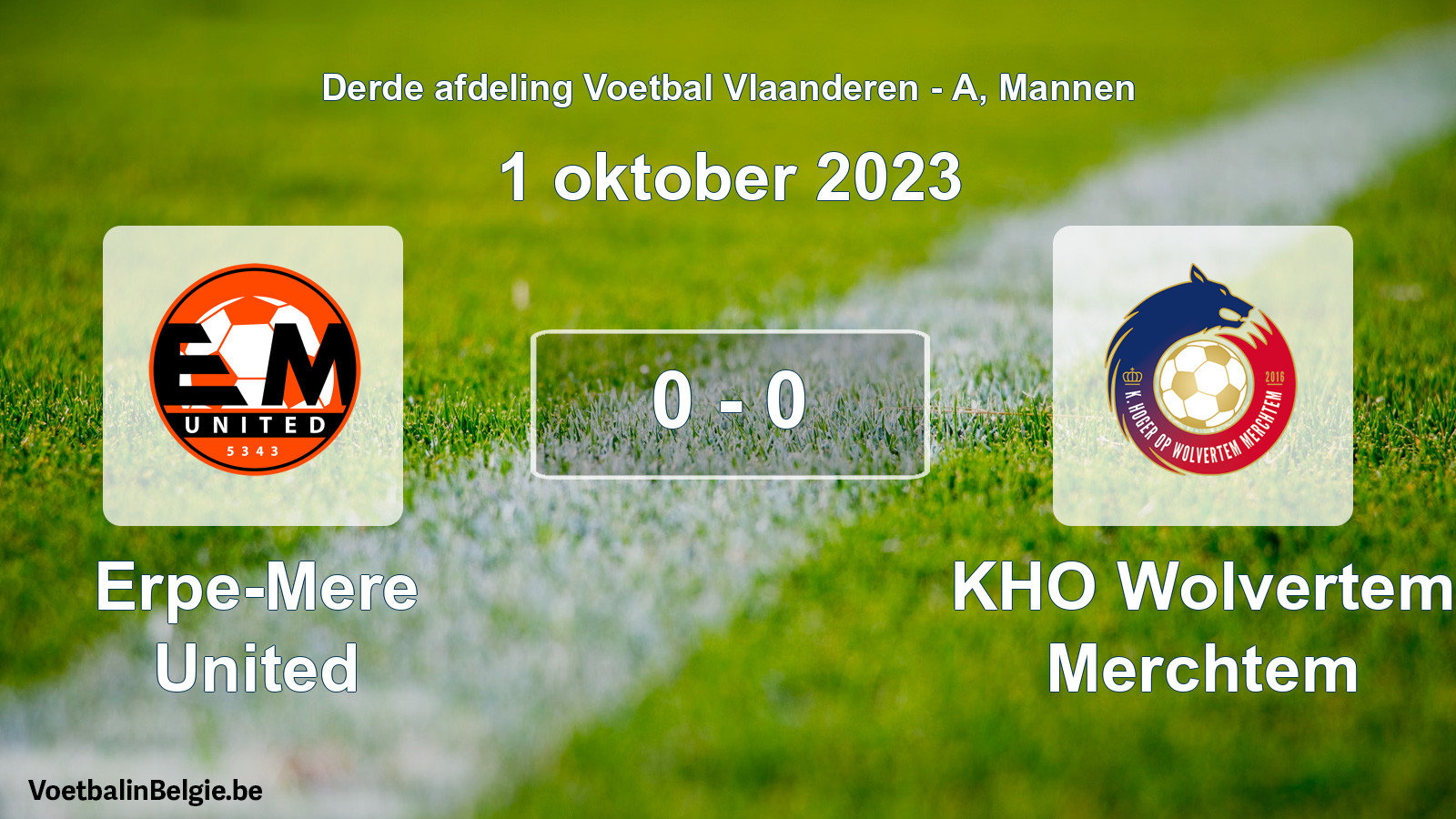Gespeelde wedstrijd mannenvoetbal: Erpe-Mere United - KHO Wolvertem Merchtem 0 - 0 (1 oktober 2023)