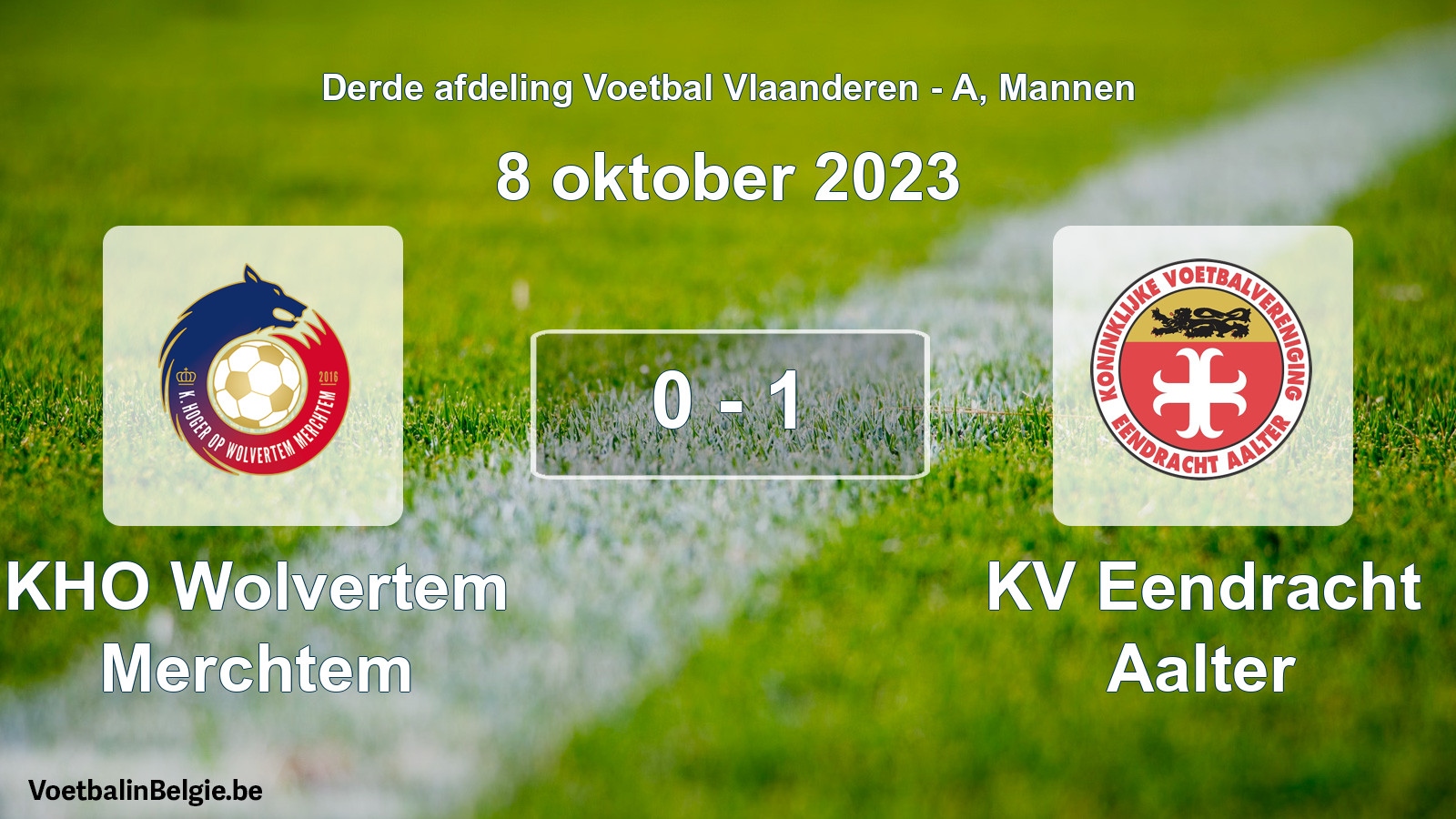 Gespeelde wedstrijd mannenvoetbal: KHO Wolvertem Merchtem - KV Eendracht Aalter 0 - 1 (8 oktober 2023)
