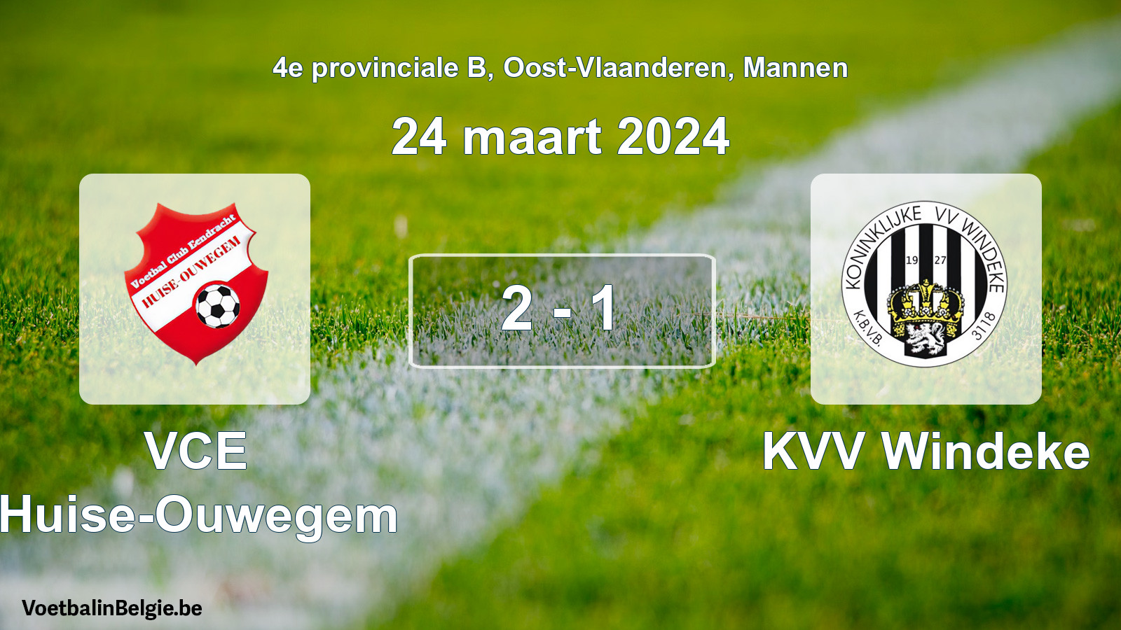 Gespeelde wedstrijd mannenvoetbal: VCE Huise-Ouwegem - KVV Windeke 2 - 1 (24 maart 2024)