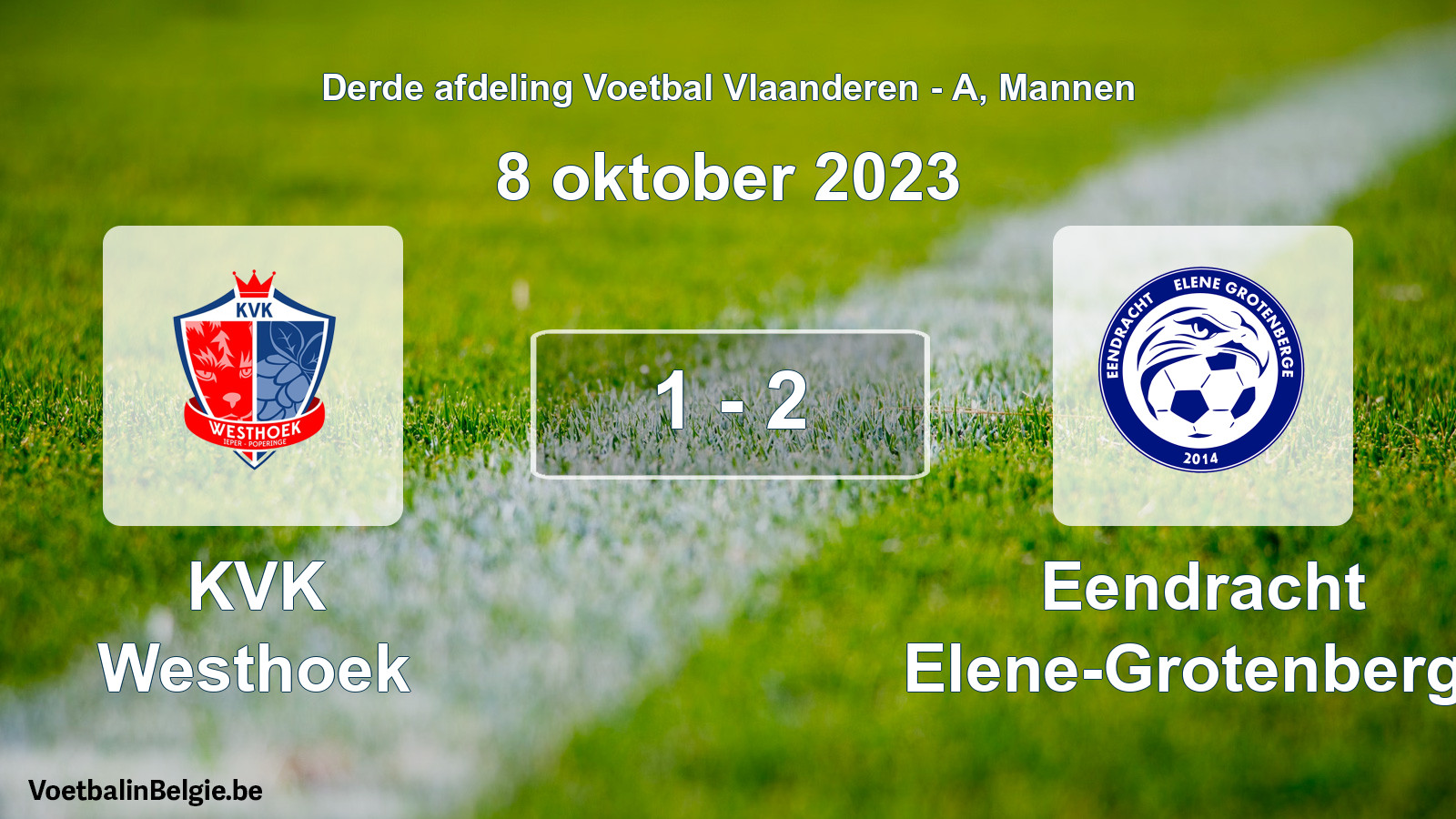 Gespeelde wedstrijd mannenvoetbal: KVK Westhoek - Eendracht Elene-Grotenberge 1 - 2 (8 oktober 2023)