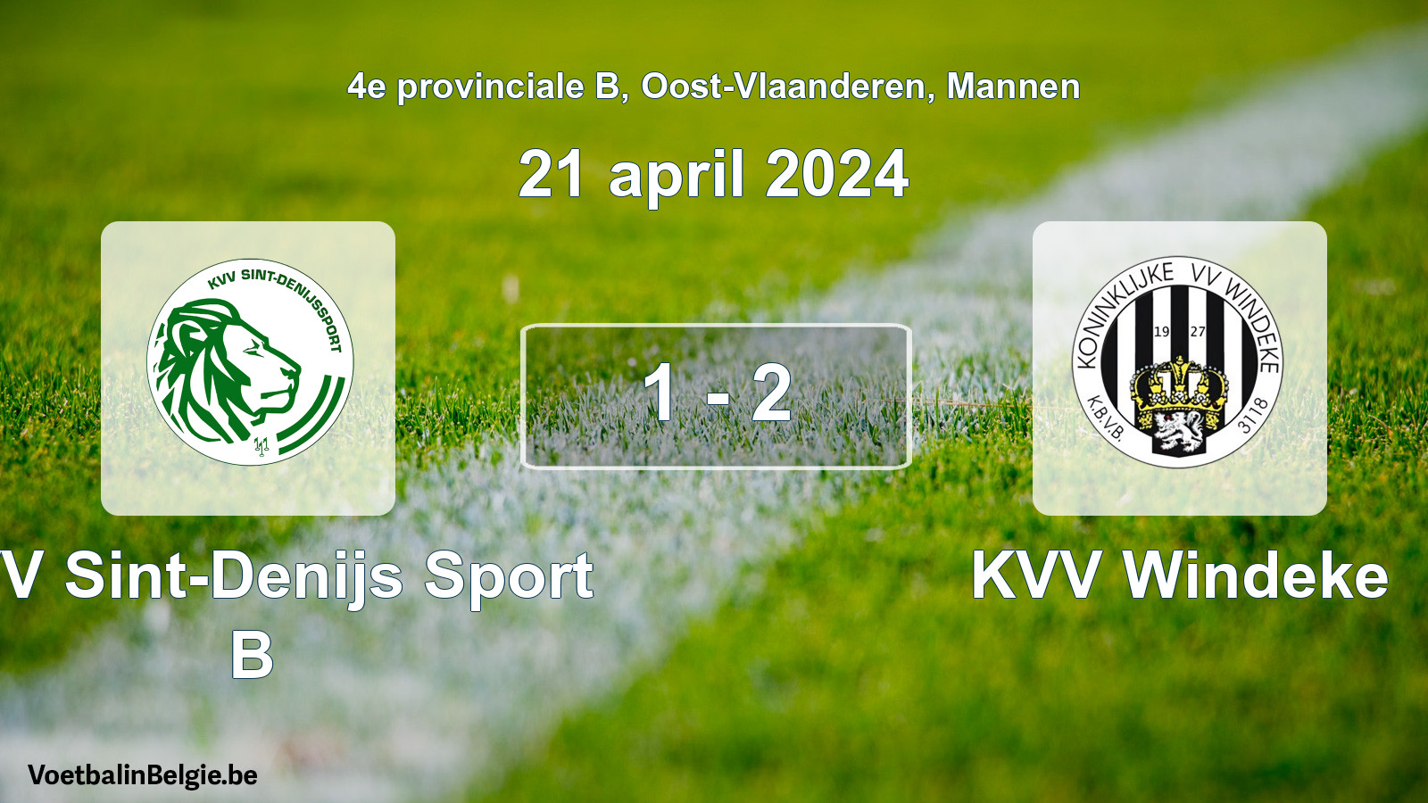 Gespeelde wedstrijd mannenvoetbal: KVV Sint-Denijs Sport B - KVV Windeke 1 - 2 (21 april 2024)