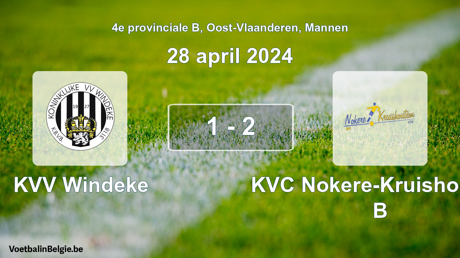Gespeelde wedstrijd mannenvoetbal: KVV Windeke - KVC Nokere-Kruishoutem B 1 - 2 (28 april 2024)