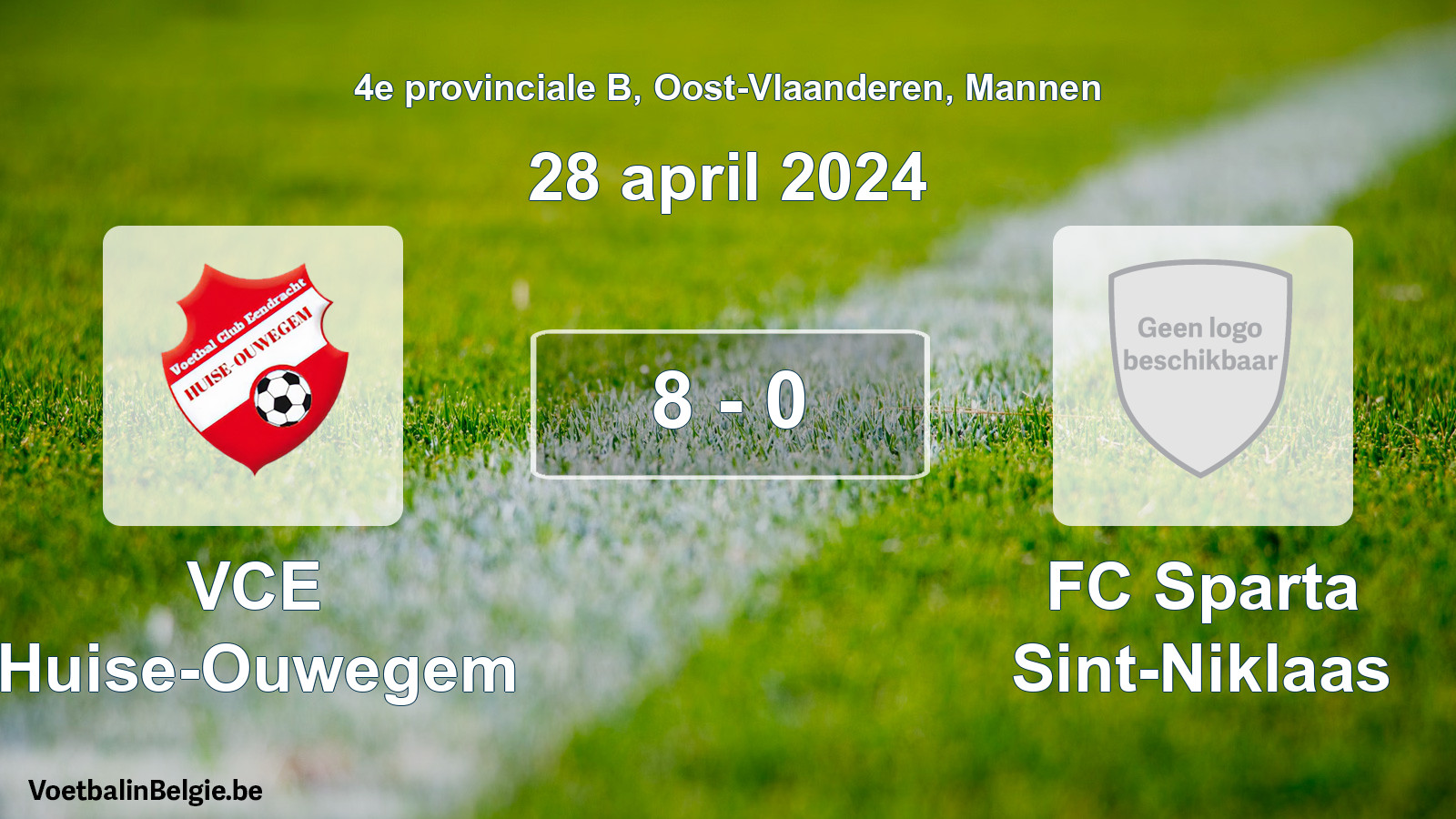 Gespeelde wedstrijd mannenvoetbal: VCE Huise-Ouwegem - FC Sparta Sint-Niklaas 8 - 0 (28 april 2024)