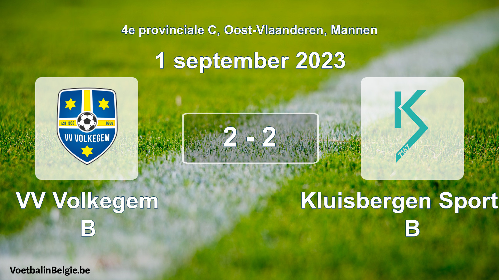 Played match men football: VV Volkegem B - Kluisbergen Sportief B 2 - 2 (1 September 2023)