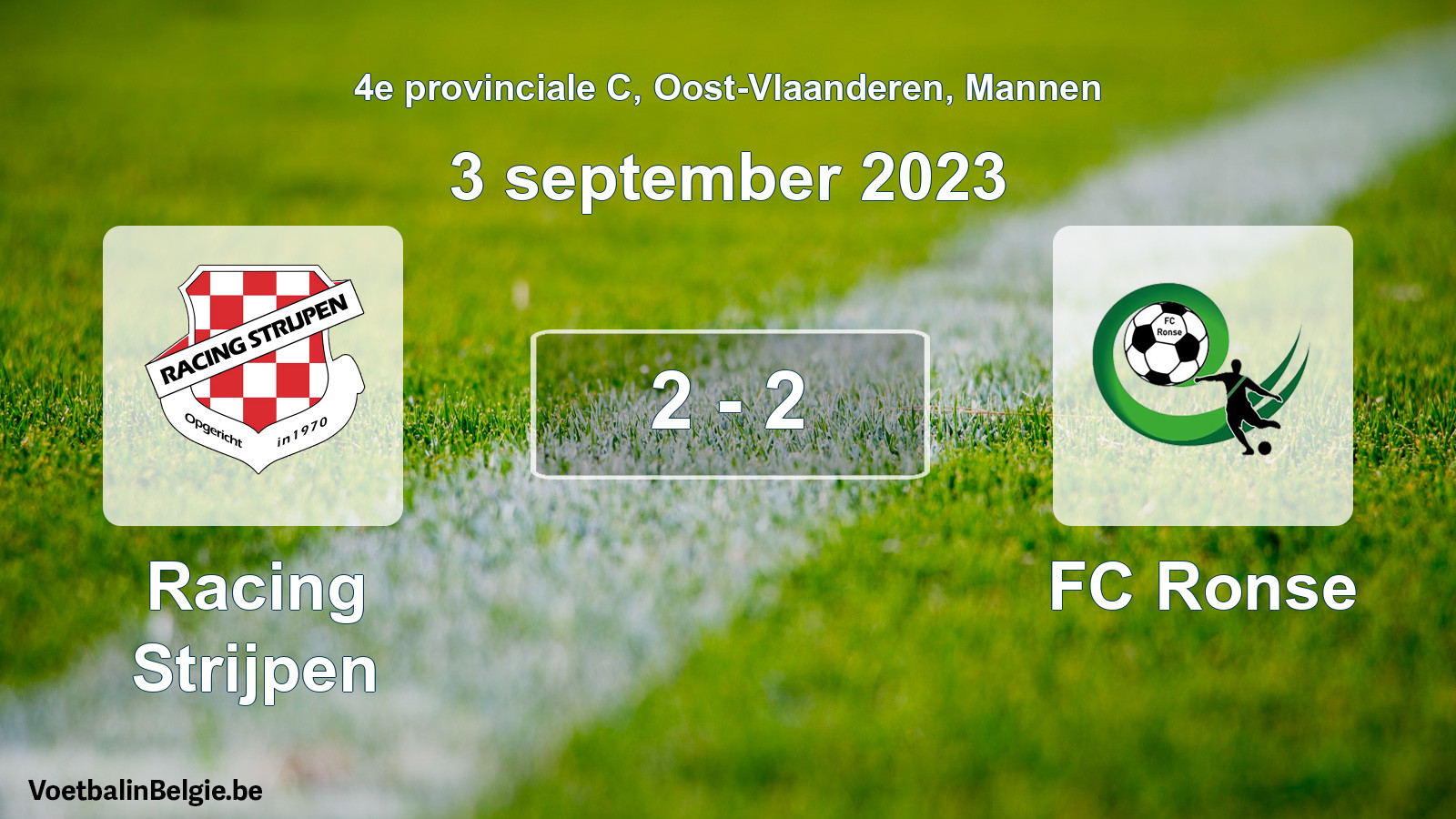Gespeelde wedstrijd mannenvoetbal: Racing Strijpen - FC Ronse 2 - 2 (3 september 2023)