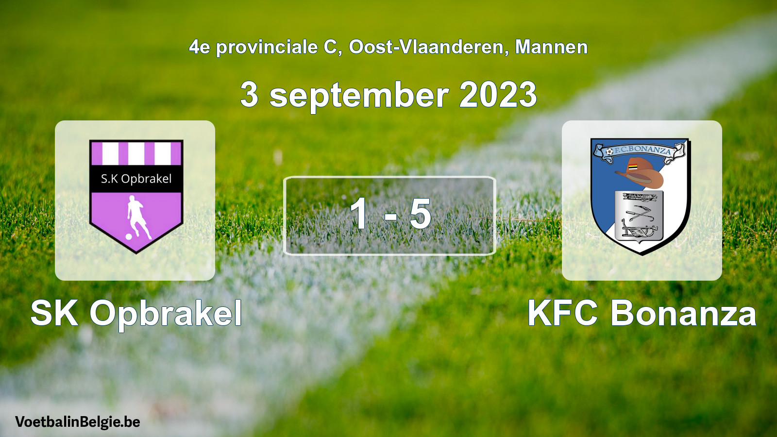 Gespeelde wedstrijd mannenvoetbal: SK Opbrakel - KFC Bonanza 1 - 5 (3 september 2023)