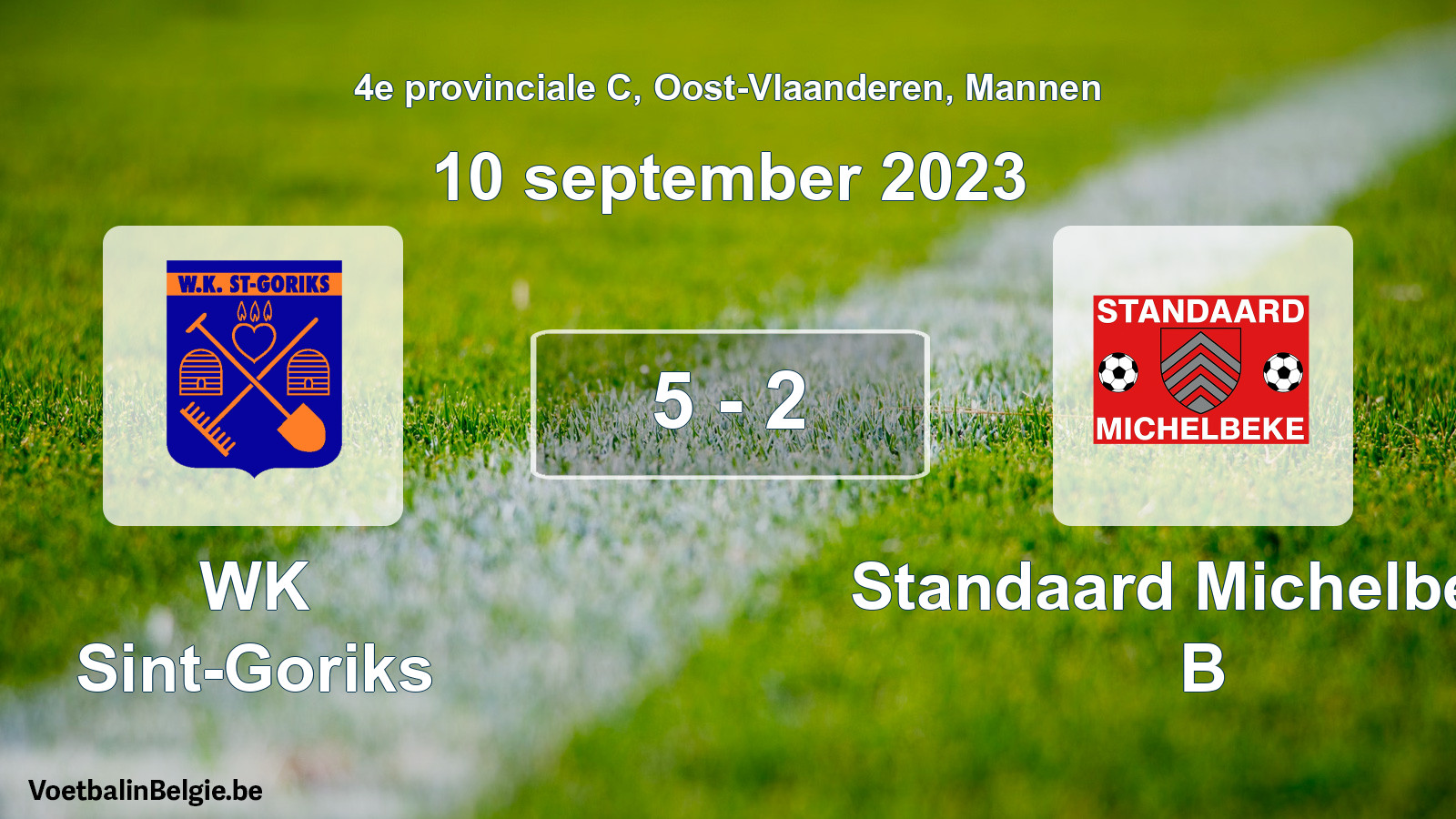 Gespeelde wedstrijd mannenvoetbal: WK Sint-Goriks - Standaard Michelbeke B 5 - 2 (10 september 2023)