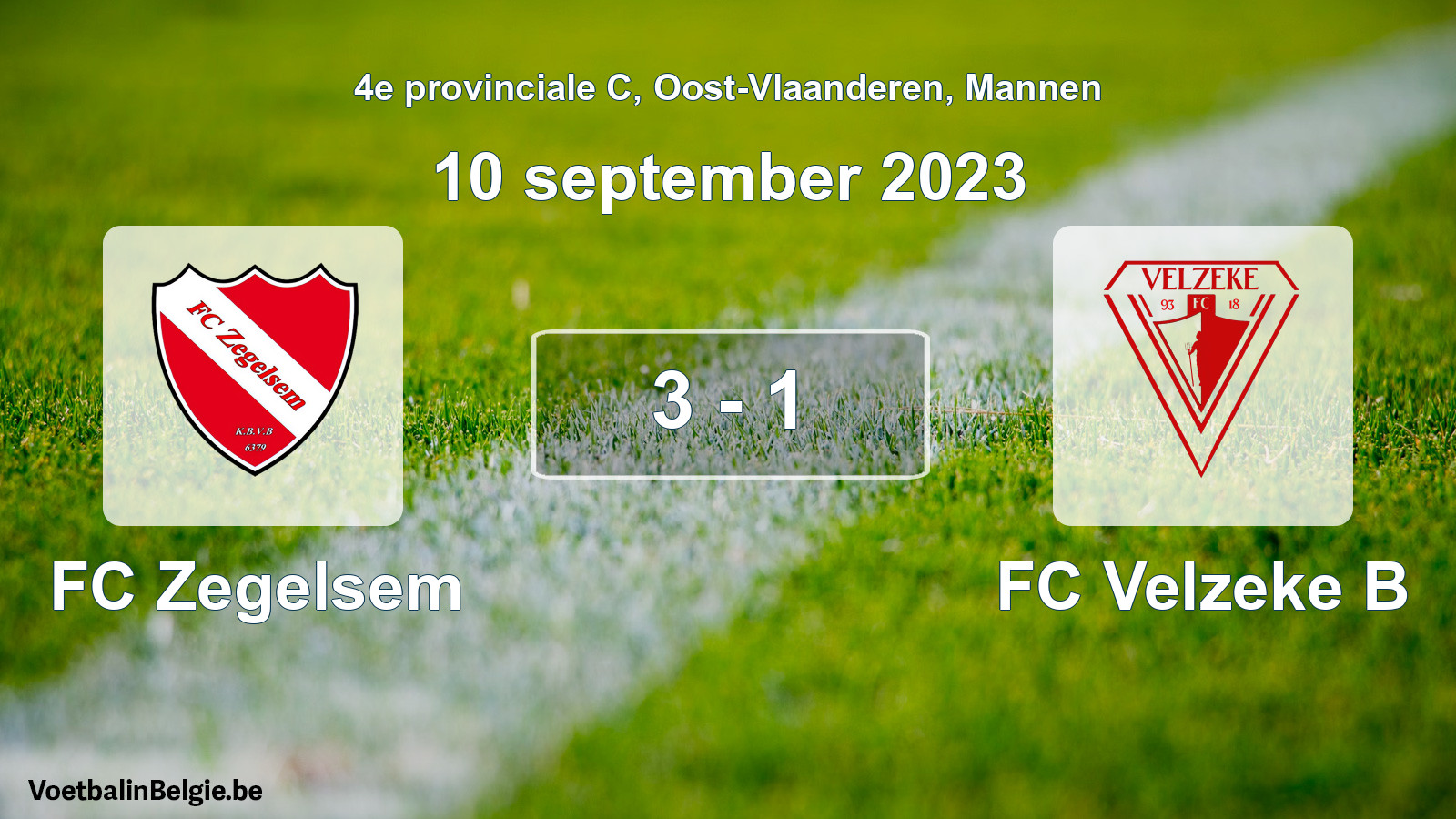 Gespeelde wedstrijd mannenvoetbal: FC Zegelsem - FC Velzeke B 3 - 1 (10 september 2023)