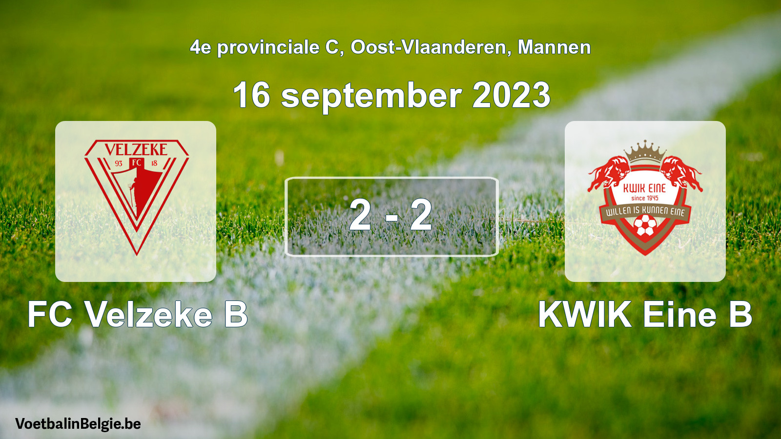 Gespeelde wedstrijd mannenvoetbal: FC Velzeke B - KWIK Eine B 2 - 2 (16 september 2023)