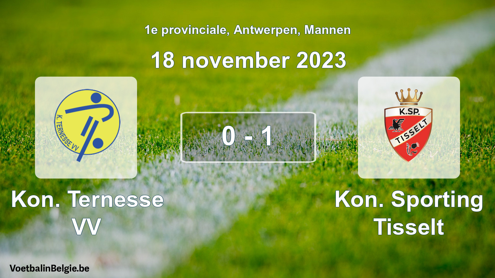 Gespeelde wedstrijd mannenvoetbal: Kon. Ternesse VV - Kon. Sporting Tisselt 0 - 1 (18 november 2023)