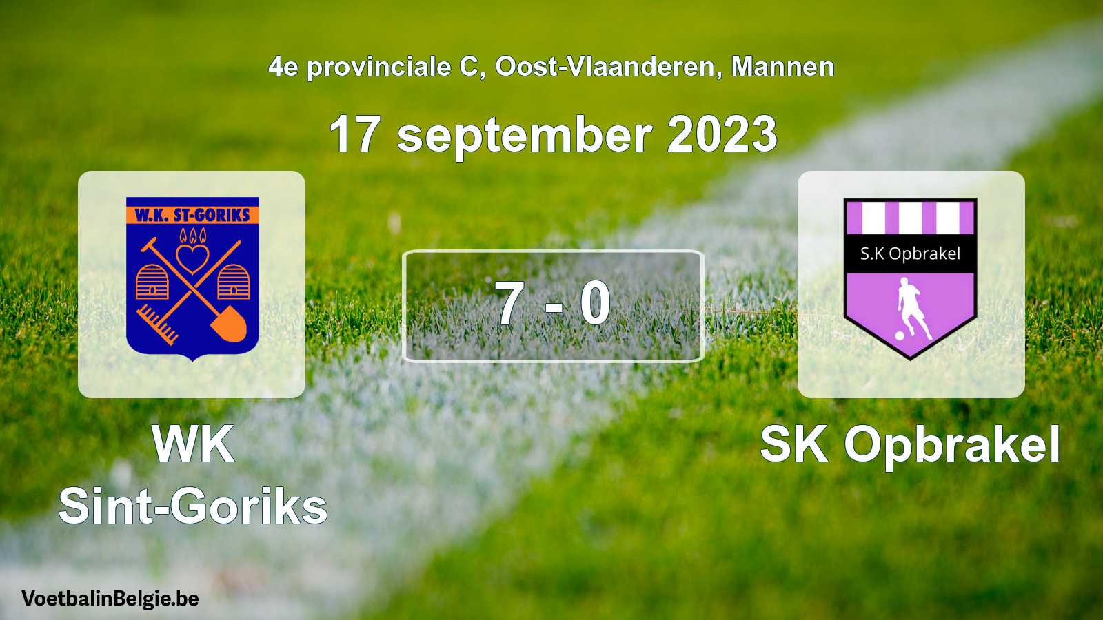 Gespeelde wedstrijd mannenvoetbal: WK Sint-Goriks - SK Opbrakel 7 - 0 (17 september 2023)