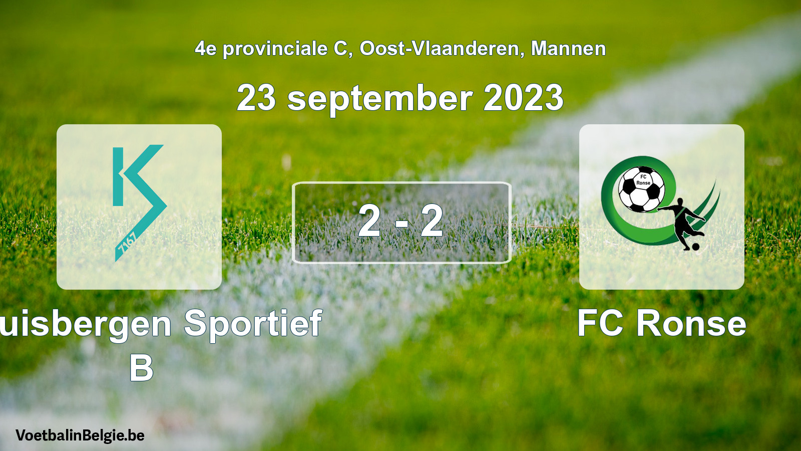 Gespeelde wedstrijd mannenvoetbal: Kluisbergen Sportief B - FC Ronse 2 - 2 (23 september 2023)