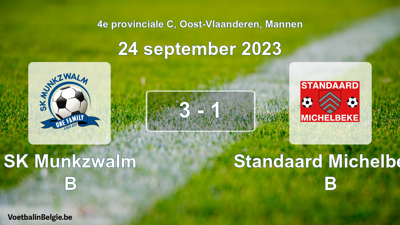Gespeelde wedstrijd mannenvoetbal: SK Munkzwalm B - Standaard Michelbeke B 3 - 1 (24 september 2023)