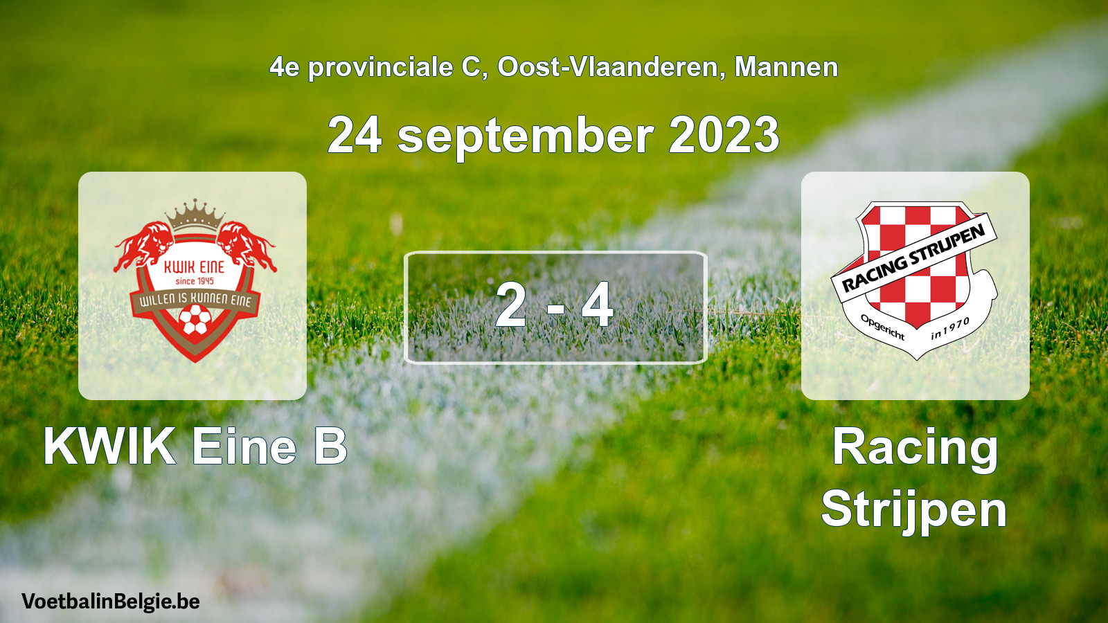 Gespeelde wedstrijd mannenvoetbal: KWIK Eine B - Racing Strijpen 2 - 4 (24 september 2023)