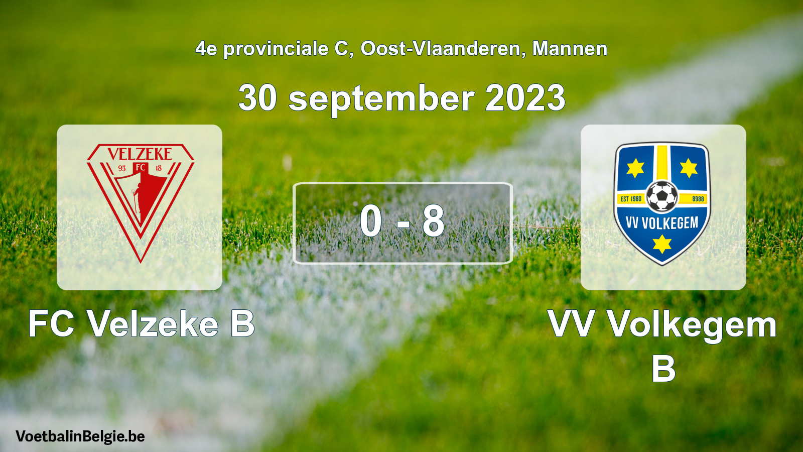 Gespeelde wedstrijd mannenvoetbal: FC Velzeke B - VV Volkegem B 0 - 8 (30 september 2023)